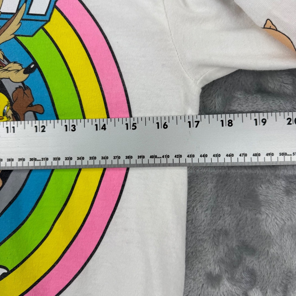 Looney Tunes Long Sleeve Graphic T-Shirt White Rainbow Characters Mens Small S - Picture 7 of 14